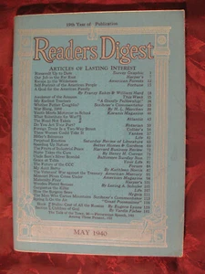 Readers Digest May 1940 Marquis Child H L Mencken Kathleen Norris Gutzon Borglum - Picture 1 of 1