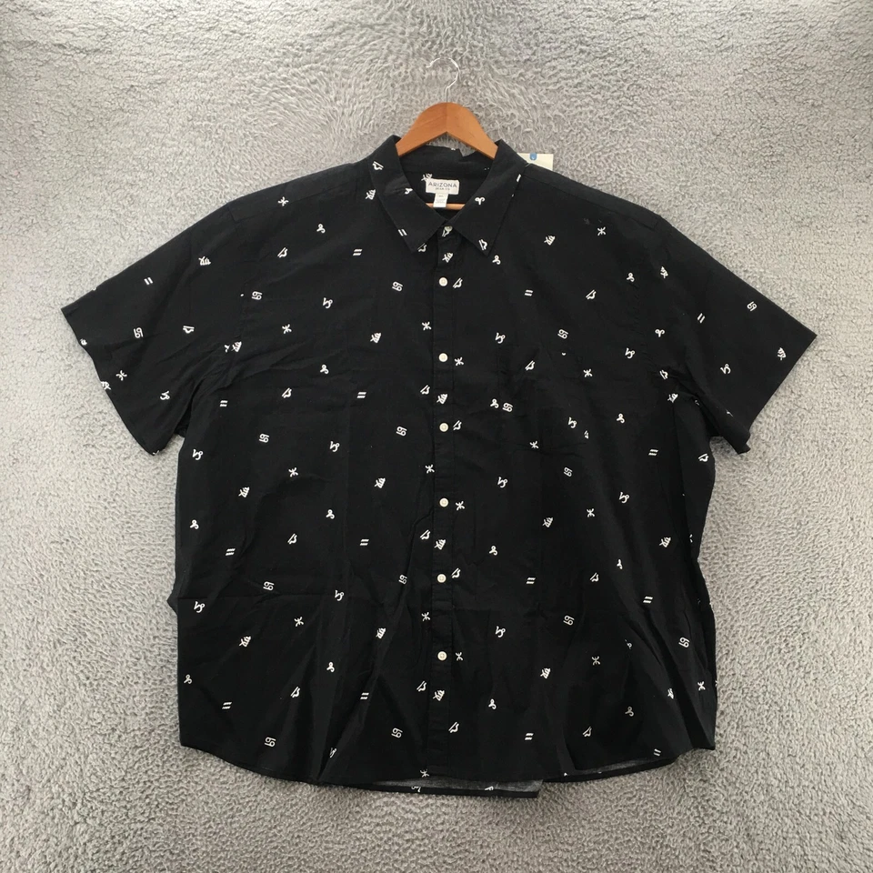 Arizona Jean Shirt Co Mens 4XL Black Short Sleeve Button Up Collared Casual NEW - Image 1 of 4