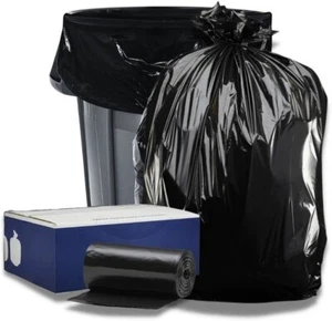 56 Gallon Black Trash Bags, 43x48, SXHVY Gauge .75 MIL 150 Bags per case - Picture 1 of 3