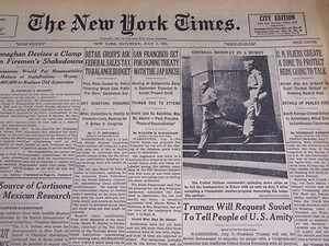 1951 JULY 7 NEW YORK TIMES - SAN FRANCISCO SET FOR TREATY WITH JAPAN - NT 2028 - Picture 1 of 2