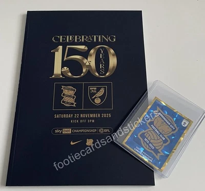 Pegatina Panini EFL Birmingham City 150 Aniversario Edición Limitada + Programa Foto 1 de 4