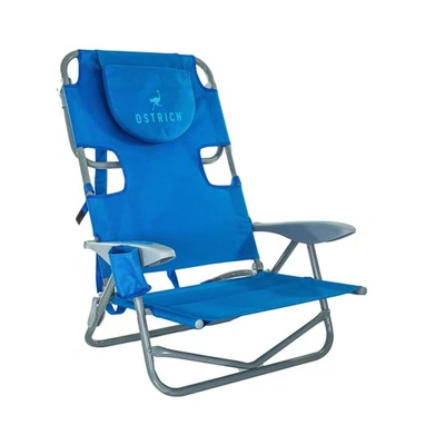 Ostrich On-Your-Back Outdoor Reclining Beach Pool Camping Chair, Blue (Open Box) - Image 1 of 4