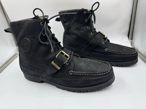Polo Ralph Lauren Country Ranger schwarz genarbtes Leder Stiefel Schnalle Herren Gr. 14D - Bild 1 von 18