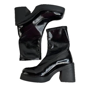Call It Spring Size 6.5 Shauna Boots Whimsigoth Goth Platform Block Heel Patent - Picture 1 of 13