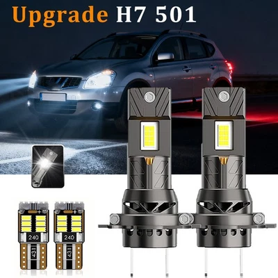 For Nissan Qashqai J10 2006-2012 Led Headlight White 6000k & Side Light Bulbs - Image 1 of 4