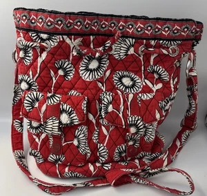 VERA BRADLEY Cinch Tote Bag Retired Red Deco Daisy Purse Shoulder Bag - Picture 1 of 13