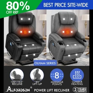 ALFORDSON Recliner Chair Electric Lift Heated Massage Armchair Lounge Sofa - Picture 1 of 21