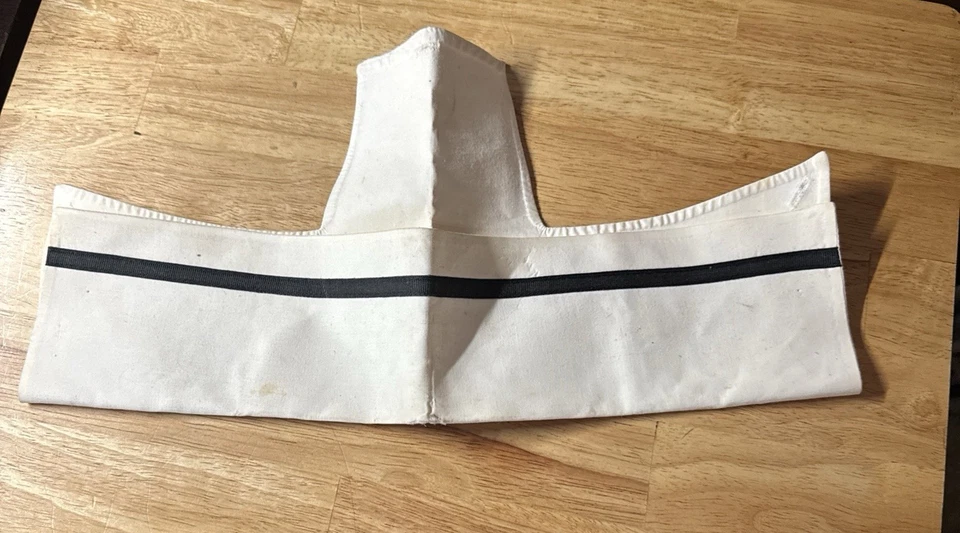 Sombrero de enfermera de colección algodón blanco almidonado con gorras Kay’s a rayas negras NY Foto 1 de 4