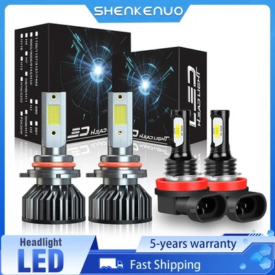 For Buick Envision 2019-2016 4Pcs 9012 H11 LED Headlight Hi/Lo+Fog Light Bulbs - Image 1 of 4