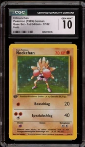Pokemon Hitmonchan Base Set 1st Edition GERMAN Holo Rare #7 CGC 10 Gem Mint - Picture 1 of 2