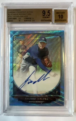 Bowman 2013 cromo onda azul Taijuan Walker automático radiocontrol novato/50 BGS 9,5/10 Foto 1 de 3