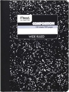 Composition d'hydromel, livre de composition large, paquet de 1 journal d'écriture, noir - Photo 1/8