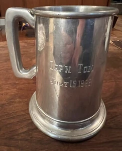 Vintage 1966 Pewter Beer Mug / Stein, Garden Brand, Engraved - Picture 1 of 8
