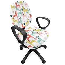 Cartoon Office Chair Slipcover Abstract Animal Cactus