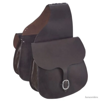 Western Saddle Bags - Dark Oil Leather - 12" x 12" x 4.5" Pockets - Image 1 of 2