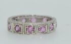 14K White Gold Pink Sapphire Eternity Band Stacking Ring