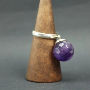 Vintage Sterling Silber baumelnder Amethyst Kugel Ring 925 Größe R 9,4 g - Bild 1 von 7