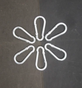 6 Pcs 3"Carabiner Clips- Stainless Steel Spring Snap Hook 500 Lbs FREE SHIPPING - Foto 1 di 6