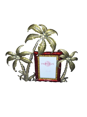 PAPYRUS Palm Tree Enamel Bejeweled Picture Frame 2” X 3” - Image 1 of 4