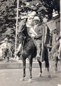 RPPC American Flag Horse Parade Real Photo Postcard - Picture 1 of 3