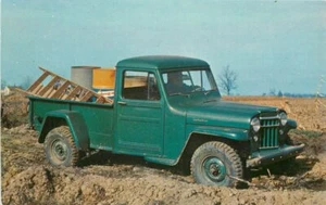 Auto Advertising 1950s Jeep 4 Wheel Drive Pick up Truck Postcard Yorkolor 8146 - Picture 1 of 2