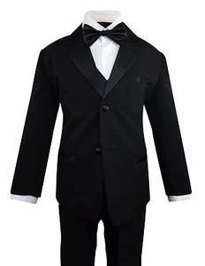 Boys Kids Children Formal Dress Black Suit Tuxedo Toddler 2T-14 Choose Style - Picture 1 of 23