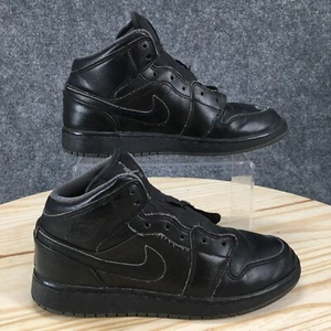 Zapatos Nike Juventud 4.5 Mujer 6 Air Jordan Mid Zapatillas 554725-021 Cuero Negro - Imagen 1 de 11