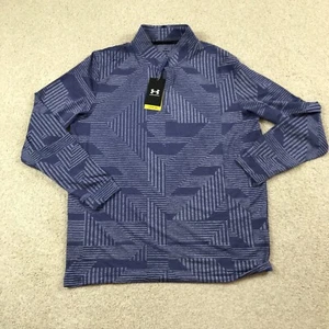 Pullover de golf Under Armour 1/4 cremallera para hombre grande nuevo azul geométrico - Imagen 1 de 7