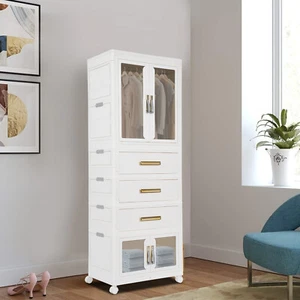 Portable Closet Wardrobe Freestanding Clothes Rack Storage Organizer Shelf - Picture 1 of 20