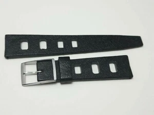 VINTAGE 60's 20MM TROPIC STYLE BLACK RUBBER STRAIGHT END WATCH BAND STRAP *7253 - Picture 1 of 4
