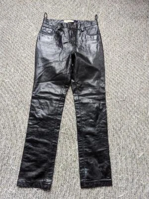 Vintage GAP Cuero Jeans 28x31 Negro CUERO Pantalones y2K Moto Años 90 Talla 4 Foto 1 de 4