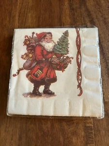 Santa Claus Tree Vintage Party Paper Luncheon Christmas Napkins Potpourri Press - Picture 1 of 3