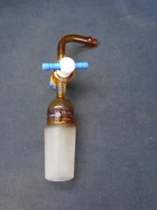 ACE Glass 29/42 Amber Angled Flow Control Adapter w/ 2mm Bore PTFE Stpck 10mm OD - Picture 1 of 5