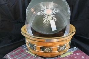 Longaberger 2010 Colección Navidad Verde Pequeña Cesta de Nieve Caída Combo - Imagen 1 de 12