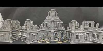 Paquete de 5 edificios de mesa de ciencia ficción Wargaming Terrain Industrial Foto 1 de 4