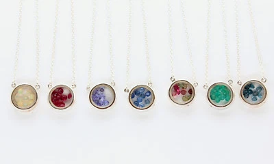 Schwebender Floating Anhänger mit Kette (Rubin Saphir Smaragd Opal Tansanit) - Bild 1 von 3