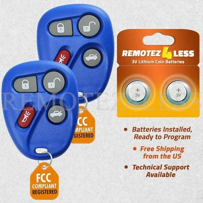 2 for 2001 2002 2003 2004 2005 Pontiac Bonneville Keyless Entry Remote Key Blue - Image 1 of 4