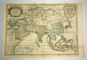 ASIA 1719 por NICOLAS SANSON - HUBERT JAILLOT MAPA ANTIGUO GRANDE SIGLO 18 - Imagen 1 de 12