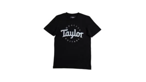 Taylor Men's Short Sleeve Anvil 980 T-Shirt , Black with White Distressed Logo, - Picture 1 of 1