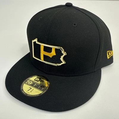 New Era Pittsburgh Pirates Black Metal & Thread State 59FIFTY Fitted Hat 7 3/4 - Image 1 of 4
