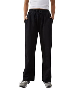 Cotton On Women's Black Plush Wide Leg Gym Track Pants M NEW 6334833-01 - Picture 1 of 6