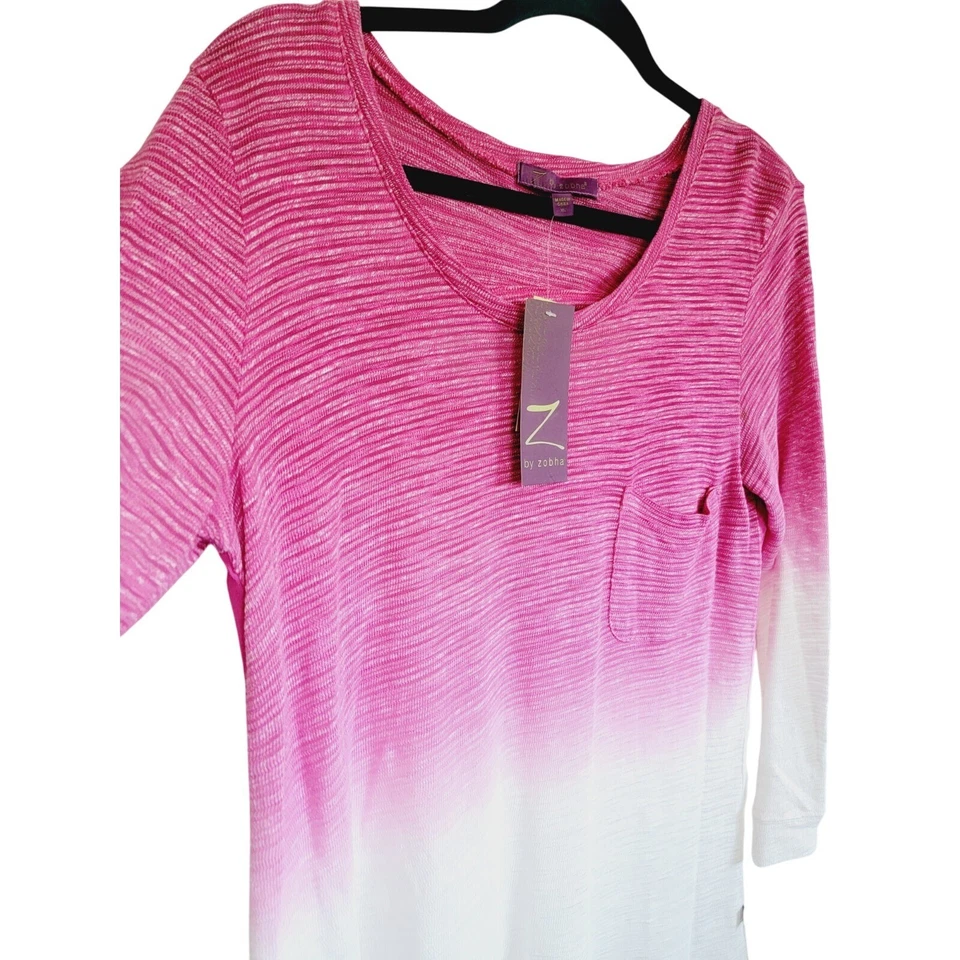 Camisa Top Para Mujer Z by Zobha XL Rosa Blanca Tejida Delantera ~ Corte Espalda Nueva con Etiquetas Precio por venta sugerido por el fabricante 88 USD Foto 1 de 4