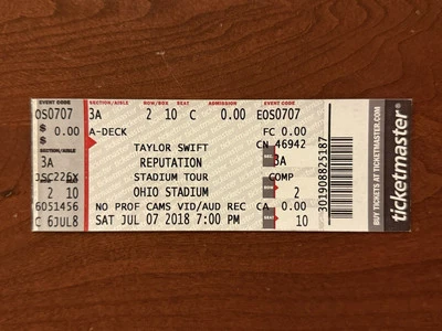 Taylor Swift Reputation Ticket 2018 Ohio Stadium July 7th - Image 1 of 2