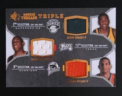 2007-08 SP Rookie Threads #TRT-DYW Kevin Durant / Thaddeus Young / Wright - Image 1 of 2