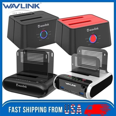 WAVLINK 2.5" 3.5" SSD HDD Hard Drive Enclosure External Dual Bay Docking Station SATA