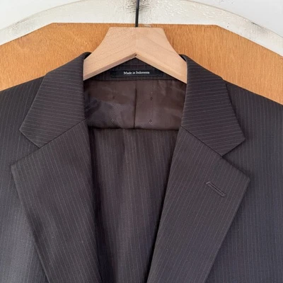 Joseph & Feiss Suit Mens 41R Brown Pinstripe 2 Button Wool Pants 36x30 Pleated - Image 1 of 4