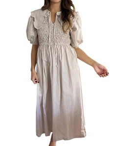 Sofie The Label ava pinstripe collared puff sleeve midi dress size S - Picture 1 of 4