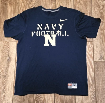 Nike Navy Midshipmen Football Shirt Short Sleeve Blue Tagless Dri Fit L Horvath - Image 1 of 4