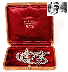 Kette Taschenuhrkette Anhänger Petschaft Lyra Russland 84er Silber 19. Jh. Z1 - Picture 1 of 24