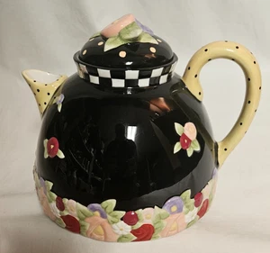 Maria Engelbreit Landhaus Rose Keramik Teekanne Garten Party Serie Neuwertig - Bild 1 von 13